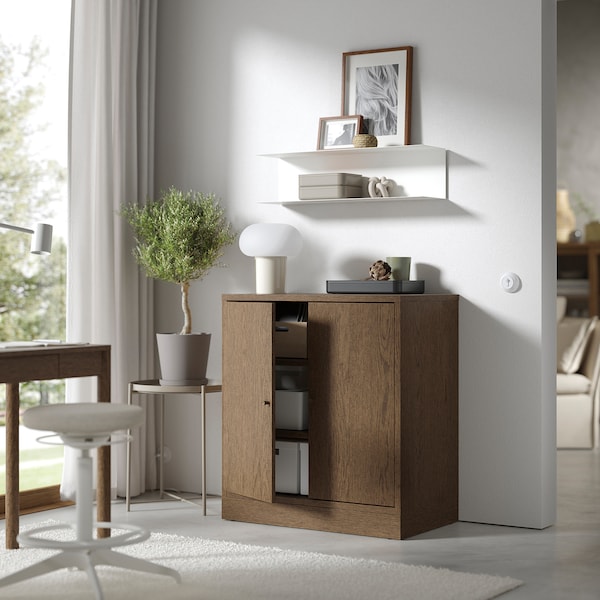 TONSTAD - Cabinet with doors, brown stained oak veneer, 82x47x90 cm