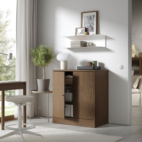 TONSTAD - TONSTAD Cabinet with doors, brown stained oak veneer, 82x47x90 cm
