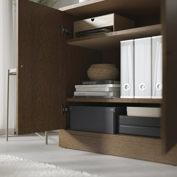 TONSTAD - TONSTAD Cabinet with doors, brown stained oak veneer, 82x47x90 cm