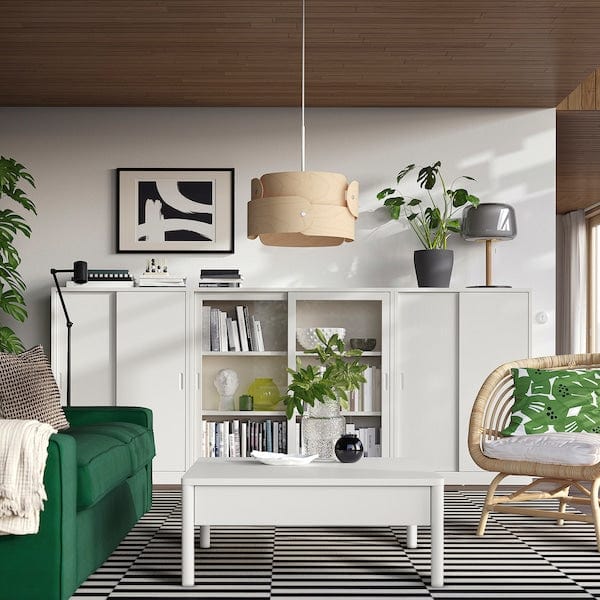 Ikea TONSTAD - Storage combination w sliding doors, off-white/clear glass, 282x37x116 cm