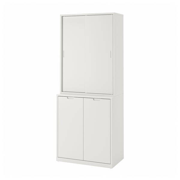 TONSTAD storage combination w sliding doors, off-white, 81x47x201 cm