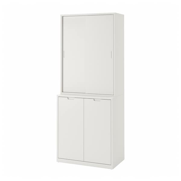 TONSTAD - Storage combination w sliding doors, off-white, 81x47x201 cm