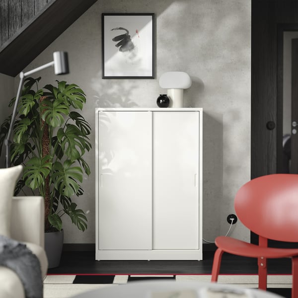 TONSTAD cabinet with sliding doors, off-white, 81x37x116 cm