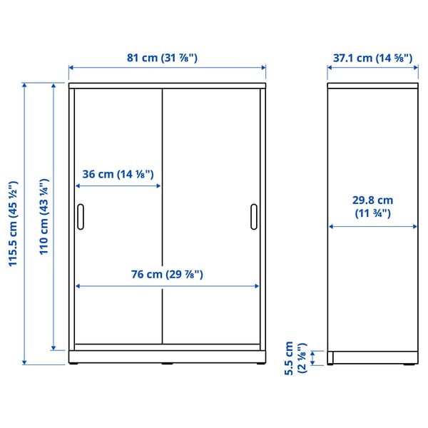 Ikea TONSTAD - Cabinet with sliding doors, off-white, 81x37x116 cm