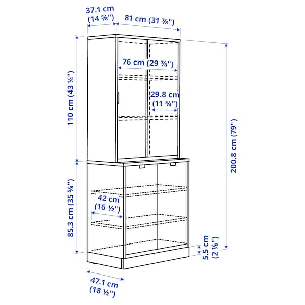 Ikea TONSTAD - Storage combination w sliding doors, off-white, 81x47x201 cm