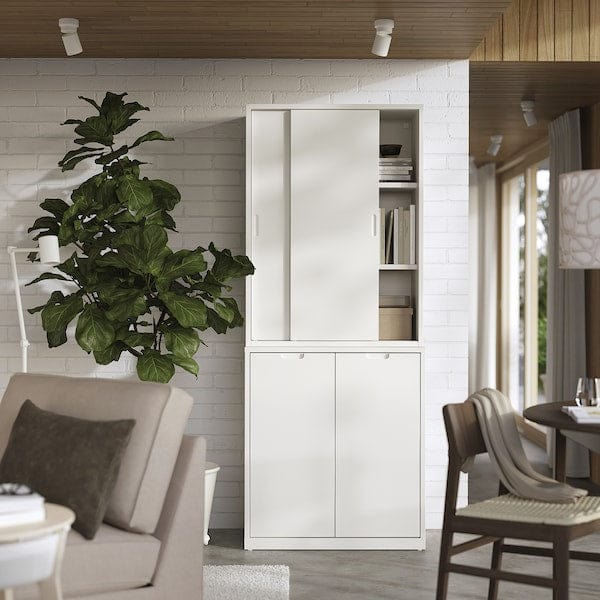 Ikea TONSTAD - Storage combination w sliding doors, off-white, 81x47x201 cm