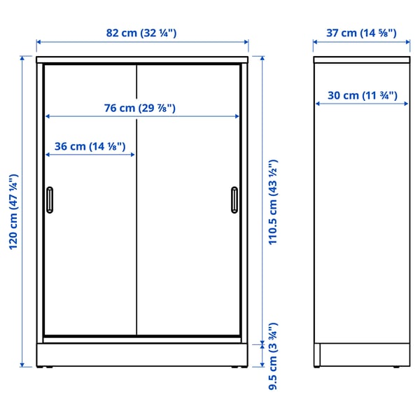 TONSTAD cabinet with sliding doors, oak veneer, 82x37x120 cm