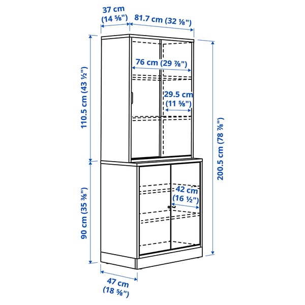 TONSTAD storage combination w sliding doors, oak veneer, 82x47x201 cm