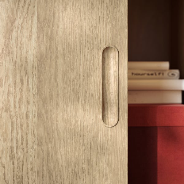 TONSTAD - TONSTAD Cabinet with sliding doors, oak veneer, 82x37x120 cm