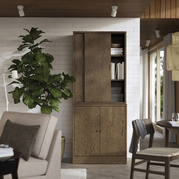 Ikea TONSTAD - Storage combination w sliding doors, brown stained oak veneer, 82x47x201 cm