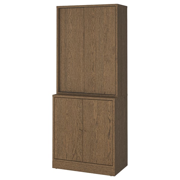 TONSTAD - TONSTAD Storage combination w sliding doors, brown stained oak veneer, 82x47x201 cm