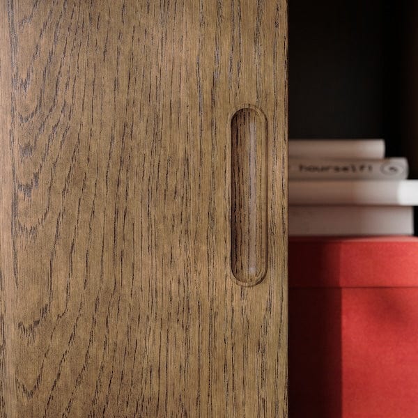 Ikea TONSTAD - Cabinet with sliding doors, brown stained oak veneer, 82x37x120 cm