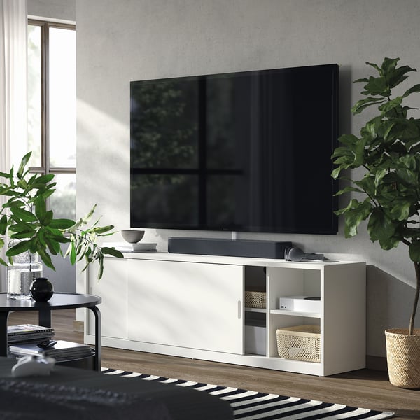 TONSTAD TV bench, off-white, 177x37x56 cm
