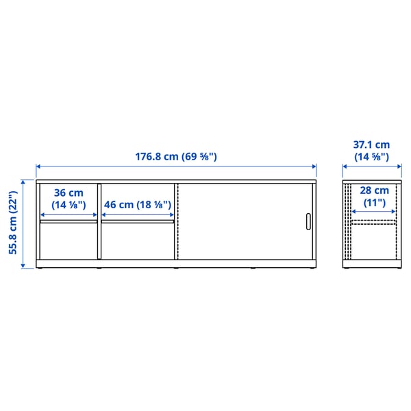 TONSTAD TV bench, off-white, 177x37x56 cm