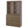 TONSTAD - TONSTAD Storage combination with drawers, brown stained oak veneer/glass, 121x47x210 cm