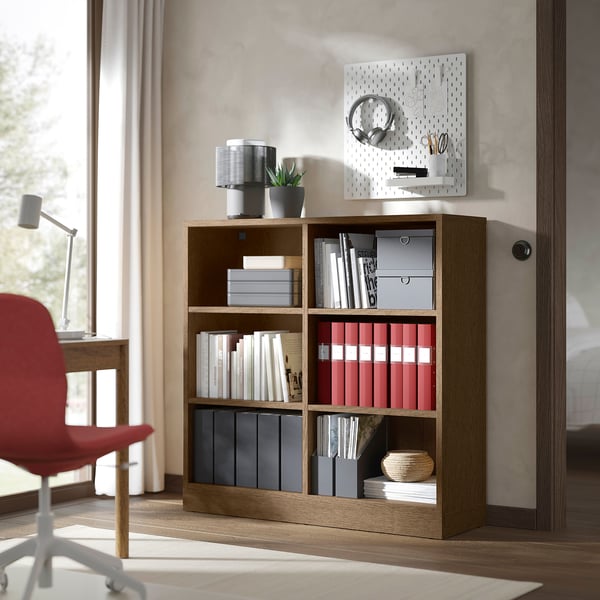 TONSTAD shelving unit, brown stained oak veneer, 121x37x120 cm