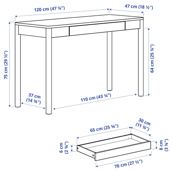 TONSTAD - Desk, off-white, 120x47 cm