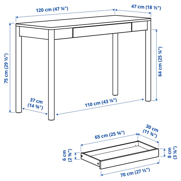 TONSTAD desk, off-white, 120x47 cm