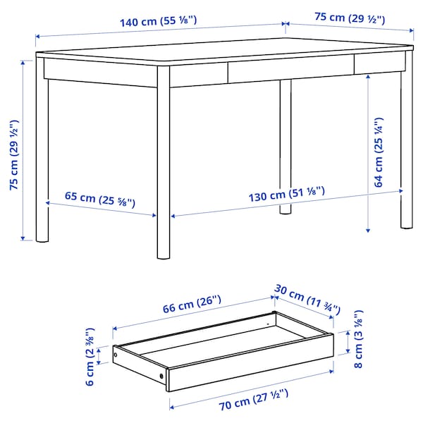 Ikea TONSTAD - Desk, off-white, 140x75 cm
