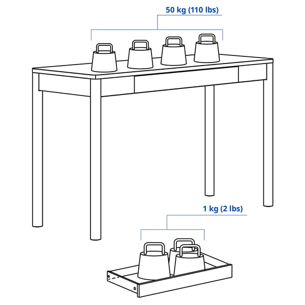 TONSTAD - Desk, off-white, 120x47 cm
