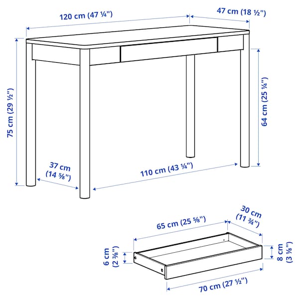 TONSTAD - Desk, oak veneer, 120x47 cm