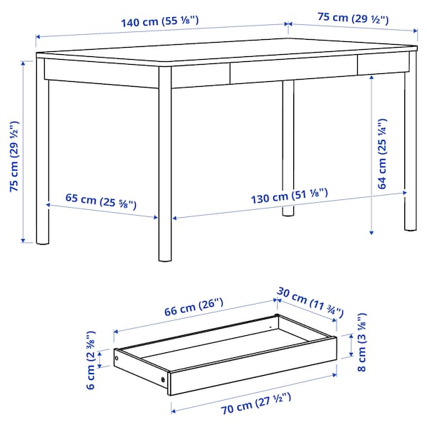 TONSTAD - Desk, oak veneer, 140x75 cm