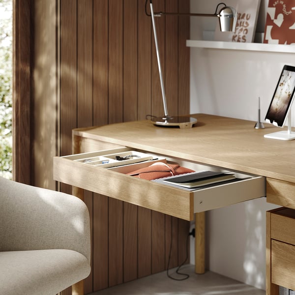 TONSTAD - TONSTAD Desk, oak veneer, 140x75 cm