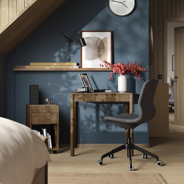 TONSTAD desk, brown stained oak veneer, 75x60 cm