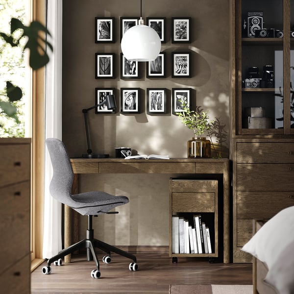 TONSTAD desk, brown stained oak veneer, 120x47 cm