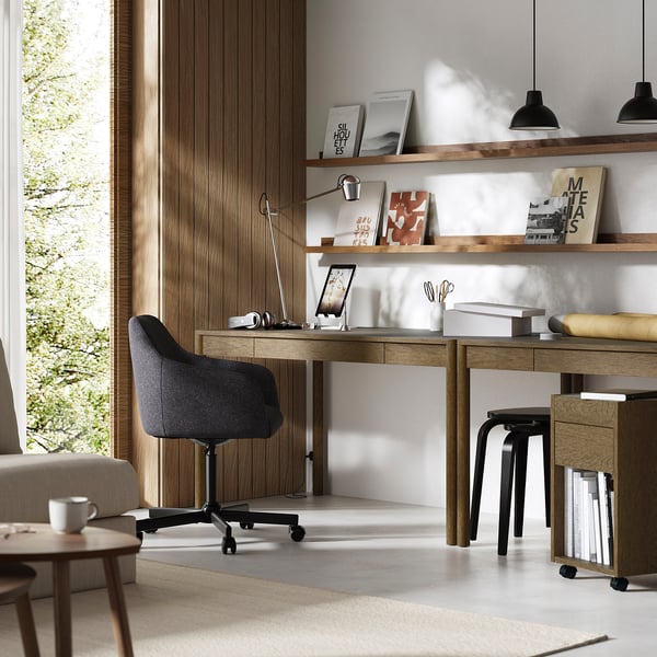 TONSTAD desk, brown stained oak veneer, 140x75 cm