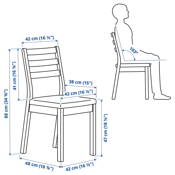 TONSTAD - - Depth: 48 cmHeight: 88 cmSeat depth: 38 cmSeat height: 47 cmSeat width: 42 cmTested for: 110 kgWidth: 42 cm