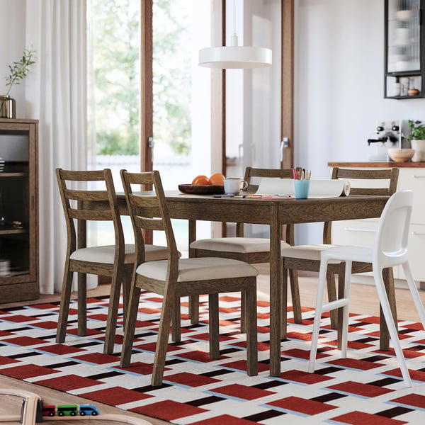 TONSTAD chair, brown oak effect/Fridtuna light beige, 42x88x48 cm