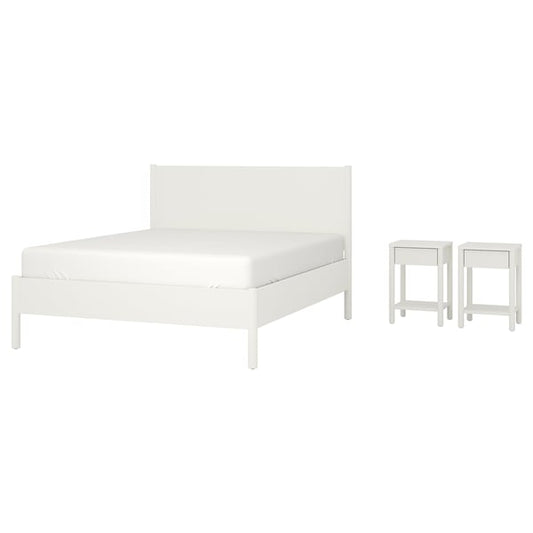 TONSTAD bedroom set 3 pieces, off-white, 180x200 cm Bedroom set 3 pieces, off-white,180x200 cm