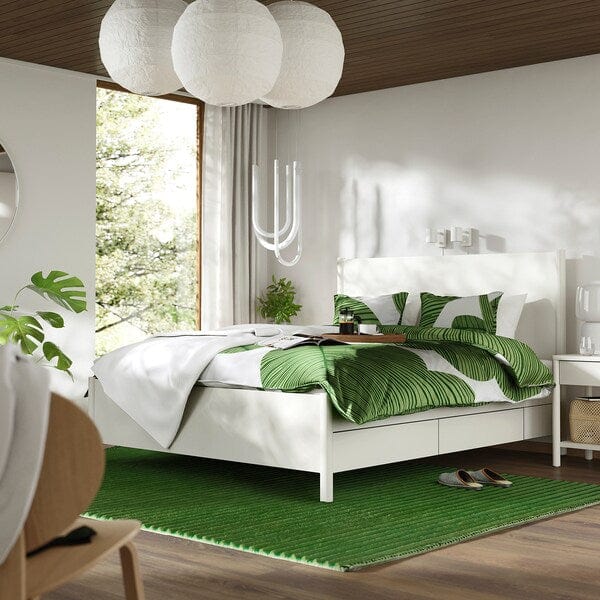 Ikea TONSTAD - Set camera da letto 3 pezzi, contenitore sottoletto incluso/bianco sporco,140x200 cm