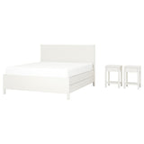 TONSTAD bedroom furniture, set of 3, incl bed storage/off-white, 160x200 cm