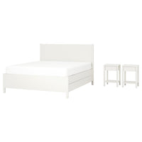 TONSTAD bedroom furniture, set of 3, incl bed storage/off-white, 160x200 cm