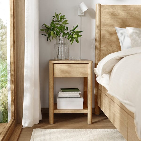 Ikea TONSTAD - Set camera da letto 3 pezzi, contenitore sottoletto incluso/impiallacciatura di rovere,160x200 cm