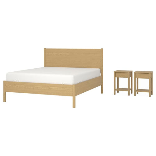 TONSTAD bedroom furniture, set of 3, oak veneer, 160x200 cm