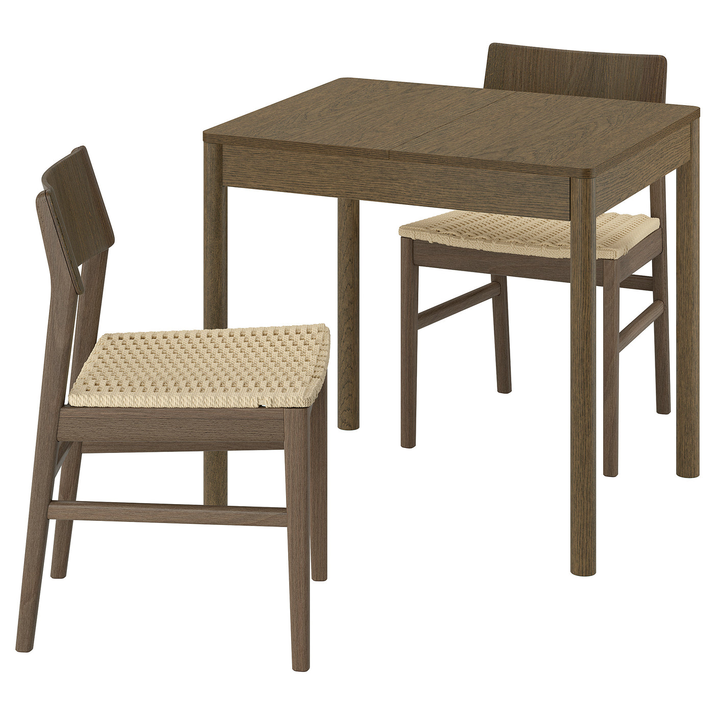 TONSTAD / SKANSNÄS table and 2 chairs, brown stained oak veneer/brown beech, 80/120x70 cm