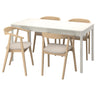 TONSTAD / STOCKHOLM table and 4 chairs, off-white/dark brown ash veneer Tresund, 150x80 cm