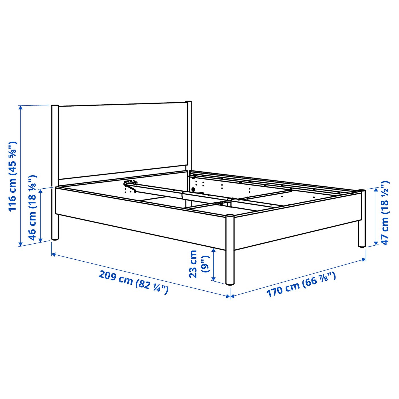 TONSTAD bed frame, off-white/Luröy, 209x170 cm