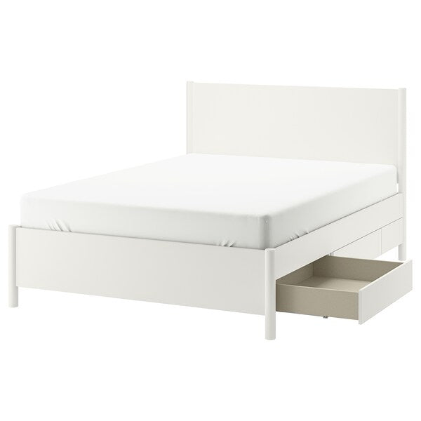 TONSTAD - Bed frame with storage, off-white/Leirsund,140x200 cm