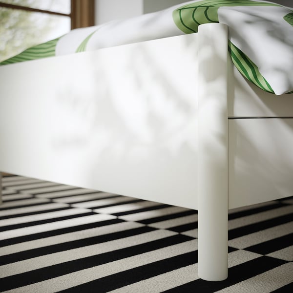 TONSTAD - Bed frame with storage, off-white/Lönset,90x200 cm