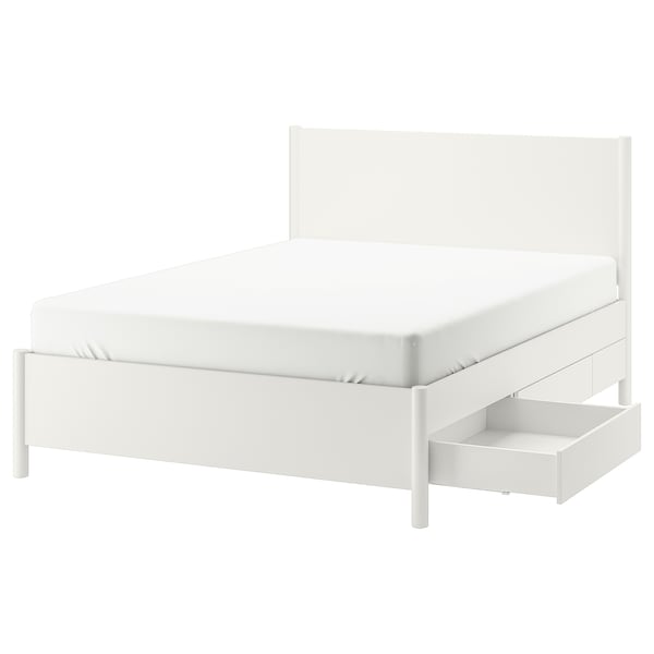 TONSTAD - Bed frame with drawers, off-white,180x200 cm