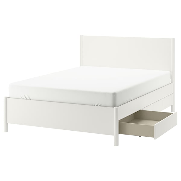 TONSTAD - Bed frame with drawers, off-white,180x200 cm