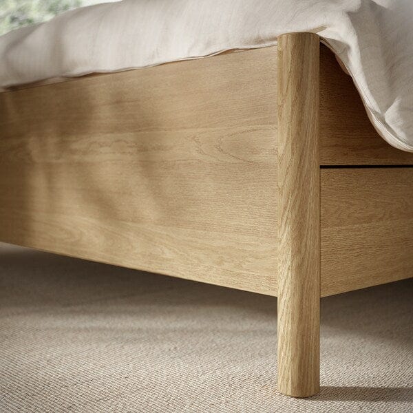 Ikea TONSTAD - Bed frame with drawers, oak veneer/Leirsund,140x200 cm