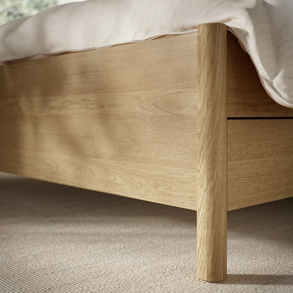 TONSTAD - Bed frame with drawers, oak veneer/Luröy,160x200 cm