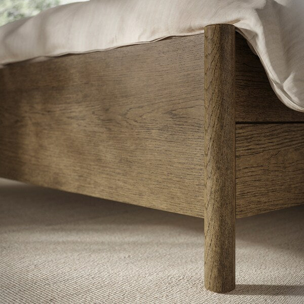 TONSTAD - Bed frame with drawers, brown oak veneer/mordant/Lindbåden,180x200 cm