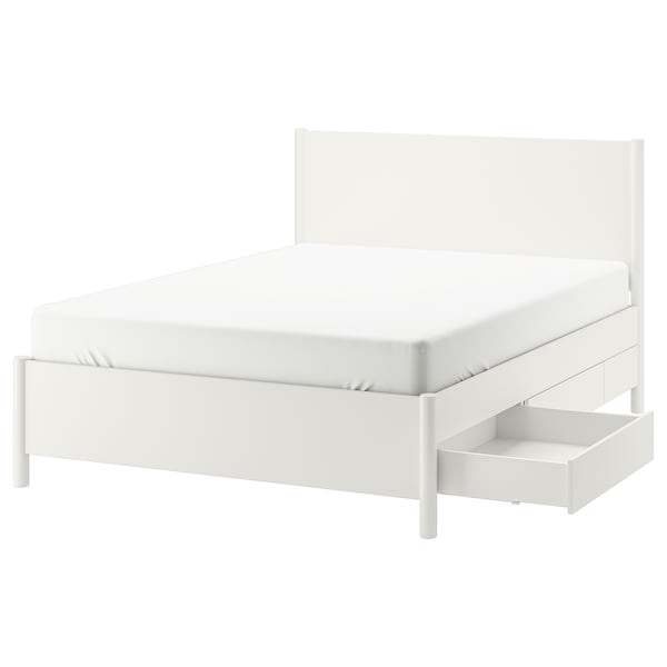 TONSTAD - Bed frame with storage, off-white/Leirsund,140x200 cm
