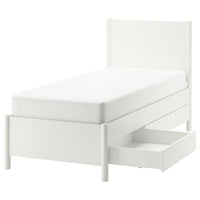 TONSTAD - Bed frame with storage, off-white/Leirsund,90x200 cm